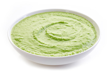 bowl of broccoli and green peas cream soup