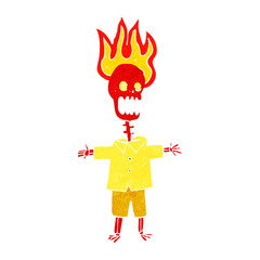 cartoon flaming skeleton