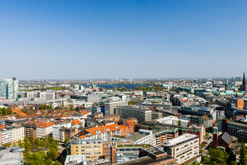 Fototapeta premium Aerial view of Hamburg city center, Germany