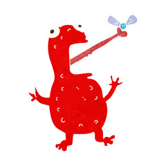 cartoon poisonous frog catching fly