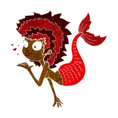 cartoon mermaid blowing a kiss
