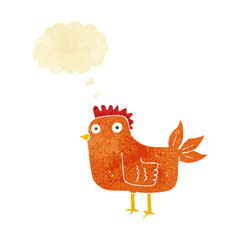 cartoon hen with thought bubble