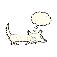 cartoon little wolf with thought bubble
