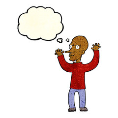 cartoon mean man with thought bubble