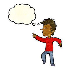cartoon man pointing with thought bubble