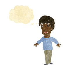 cartoon surprised man with thought bubble