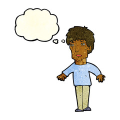 cartoon surprised man with thought bubble