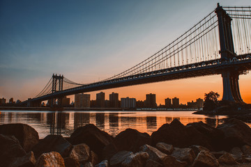 New York,Brooklyn Bridge at sunrise - 92247821