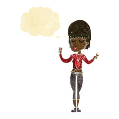 cartoon cool girl with thought bubble