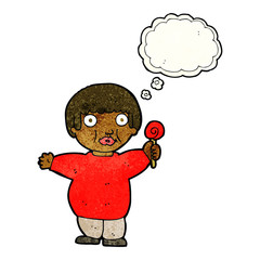 Obraz na płótnie Canvas cartoon fat child with thought bubble