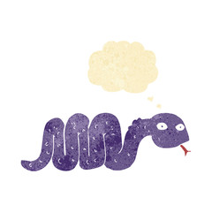 funny cartoon snake with thought bubble