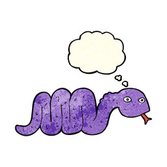 funny cartoon snake with thought bubble