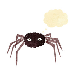 cartoon spider with thought bubble