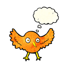 cartoon bird with thought bubble