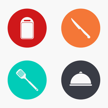 Vector modern kitchen appliances colorful icons set