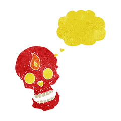 cartoon mystic skull with thought bubble