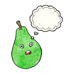 cartoon pear with thought bubble