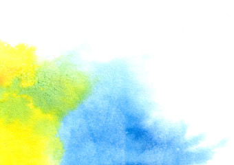 Abstract yellow-blue watercolor splash