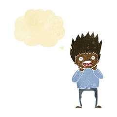 cartoon man panicking with thought bubble
