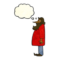 cartoon bearded old man with thought bubble