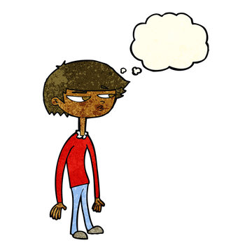 recommend clip art: cartoon suspicious boy with thought bubble