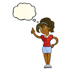 cartoon woman with idea with thought bubble
