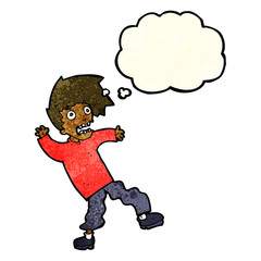 cartoon terrified man with thought bubble
