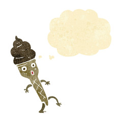 cartoon ice cream with thought bubble