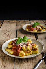 Homemade gnocchi with tomato sauce