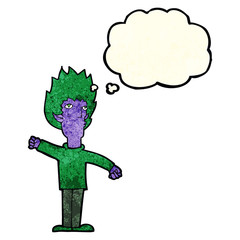 cartoon vampire man with thought bubble