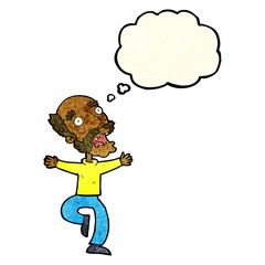cartoon old man having a fright with thought bubble