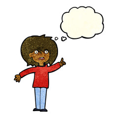 cartoon woman asking question with thought bubble