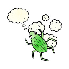cartoon bug with thought bubble