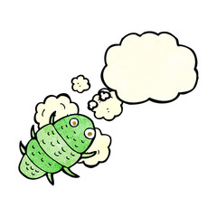 cartoon bug with thought bubble