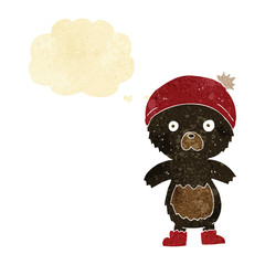 cartoon cute teddy bear with thought bubble