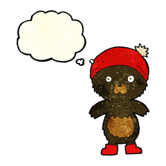 cartoon cute teddy bear with thought bubble