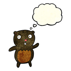 cartoon black bear cub with thought bubble