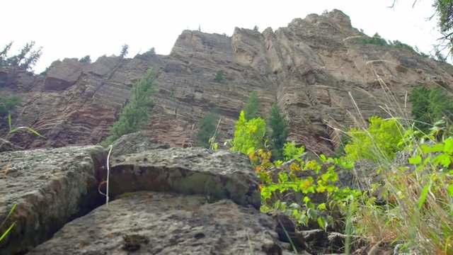 Looking up Huge Cliff in Glenwood Canyon, Colorado