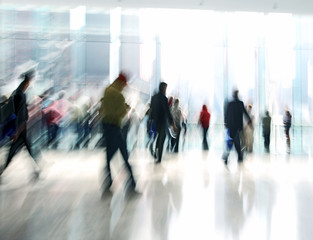 group of people in the lobby business center