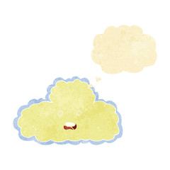 cartoon cloud symbol with thought bubble