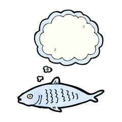 cartoon fish with thought bubble