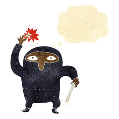 cartoon ninja with thought bubble