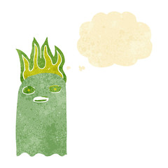 funny cartoon ghost with thought bubble