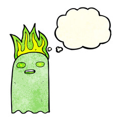 funny cartoon ghost with thought bubble