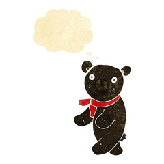 cute cartoon black teddy bear with thought bubble