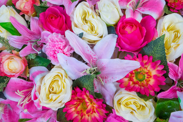 Close up colorful bunch of beautiful flowers.