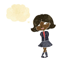 Obraz na płótnie Canvas cartoon happy girl with thought bubble