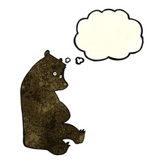 cartoon happy black bear with thought bubble
