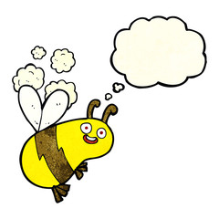 funny cartoon bee with thought bubble