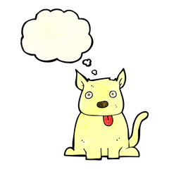 cartoon dog sticking out tongue with thought bubble